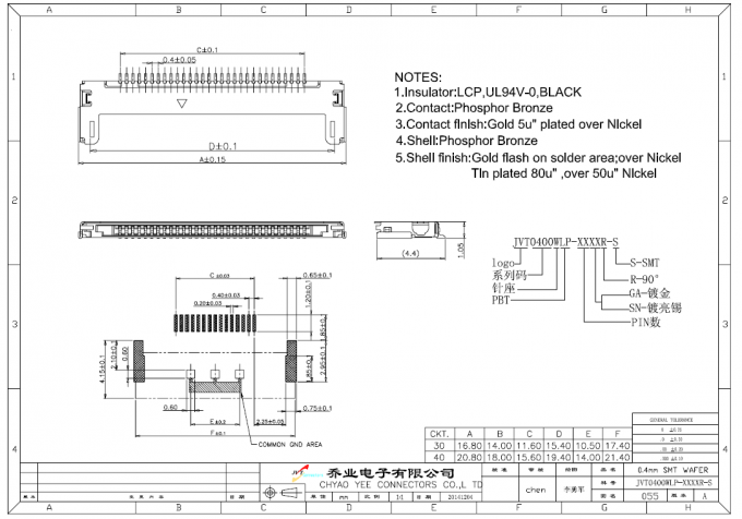 I-PEX の容器 PCB 板ワイヤー コネクターは 0.4mm 横のタイプ 20374-030E を投げます